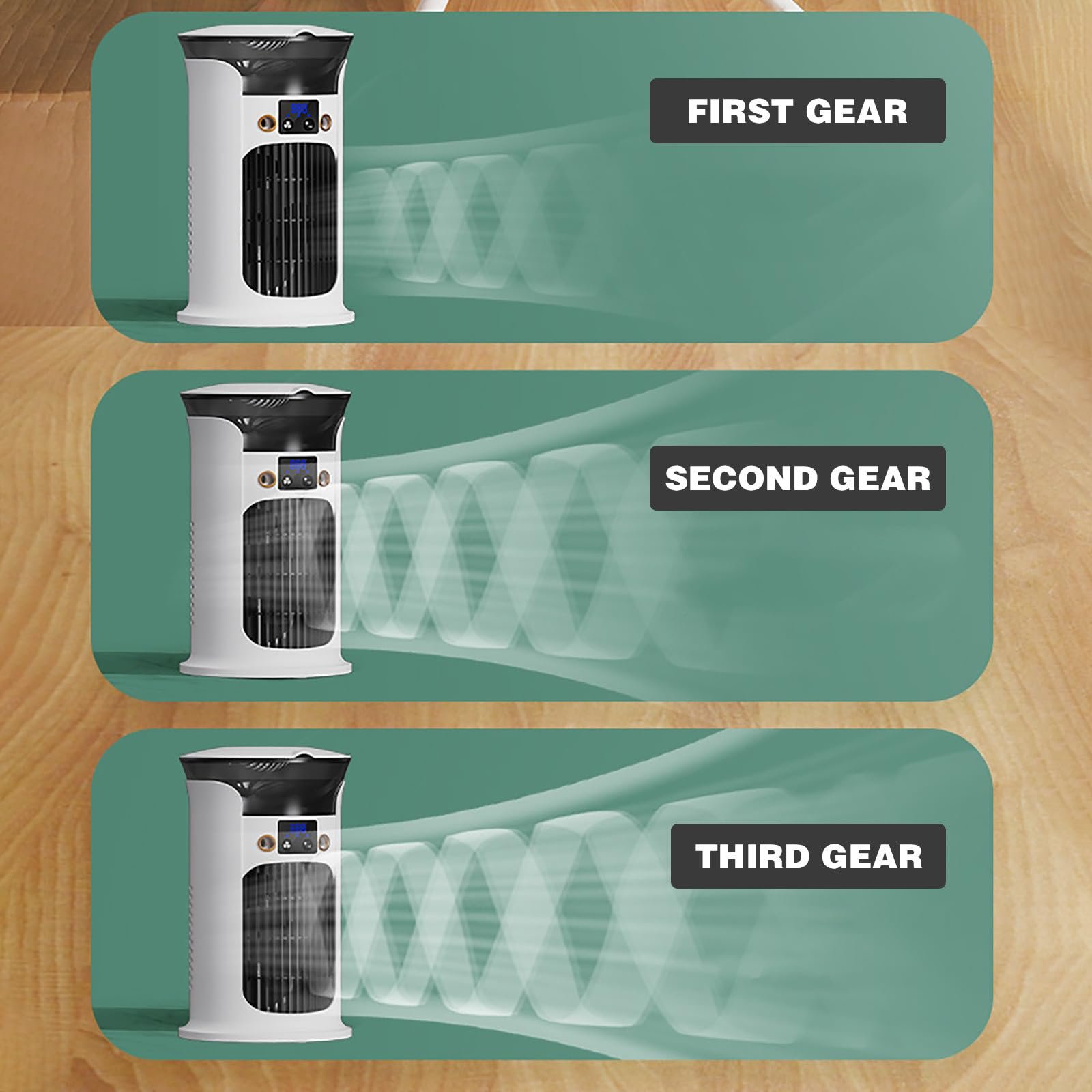 Mini Klimaanlage für Zimmer, 4-in-1 Multifunktions Mobile Klimagerät, Luftkühler mit 800ml Wassetank Verdunstungskühlung, Air Conditioner Portable, Kleine Klimaanlage mit 2 Kühlakkus (Weiß) – Bild 6